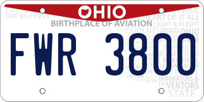 OH license plate FWR3800