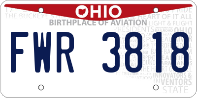 OH license plate FWR3818