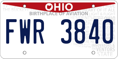 OH license plate FWR3840