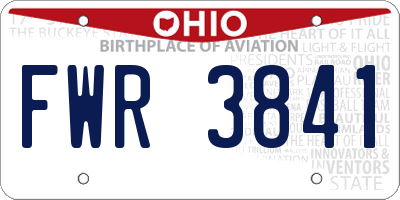 OH license plate FWR3841