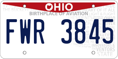 OH license plate FWR3845