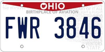 OH license plate FWR3846