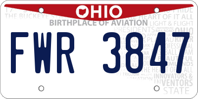 OH license plate FWR3847