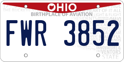 OH license plate FWR3852