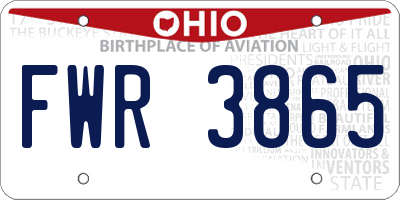 OH license plate FWR3865