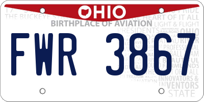 OH license plate FWR3867