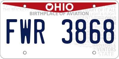 OH license plate FWR3868