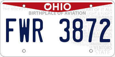 OH license plate FWR3872