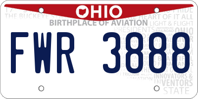 OH license plate FWR3888