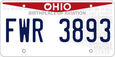 OH license plate FWR3893