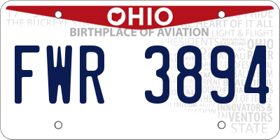 OH license plate FWR3894