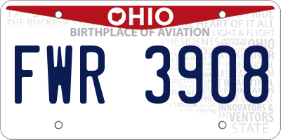 OH license plate FWR3908