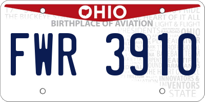 OH license plate FWR3910