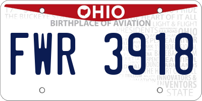 OH license plate FWR3918