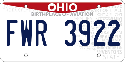 OH license plate FWR3922