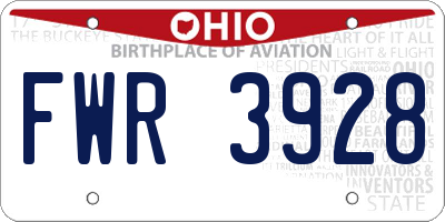 OH license plate FWR3928