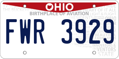 OH license plate FWR3929