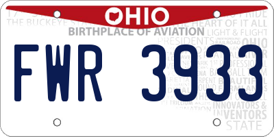 OH license plate FWR3933