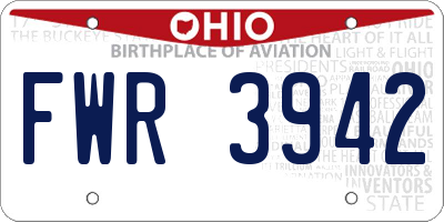 OH license plate FWR3942