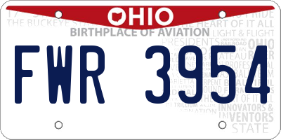 OH license plate FWR3954