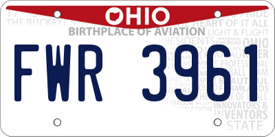 OH license plate FWR3961