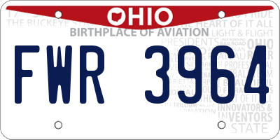OH license plate FWR3964