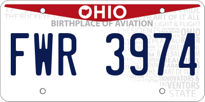 OH license plate FWR3974