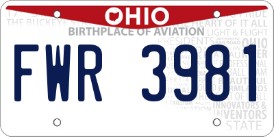 OH license plate FWR3981