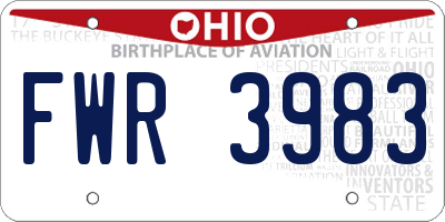 OH license plate FWR3983