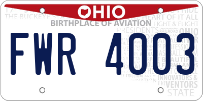 OH license plate FWR4003