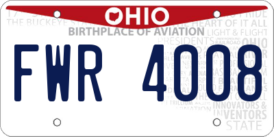 OH license plate FWR4008