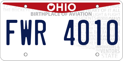 OH license plate FWR4010