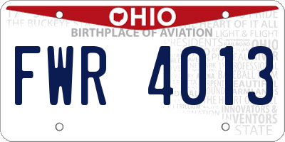 OH license plate FWR4013