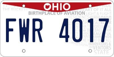 OH license plate FWR4017