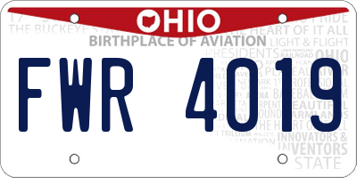 OH license plate FWR4019