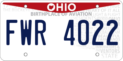 OH license plate FWR4022