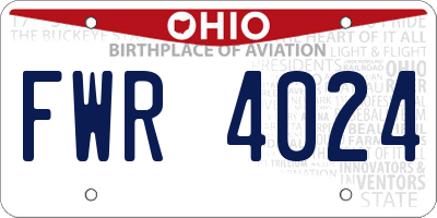 OH license plate FWR4024