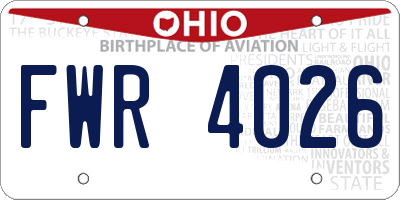 OH license plate FWR4026