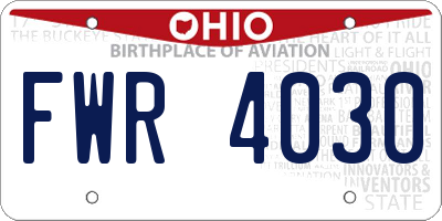 OH license plate FWR4030