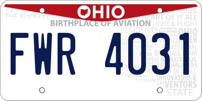 OH license plate FWR4031