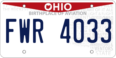 OH license plate FWR4033