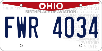 OH license plate FWR4034