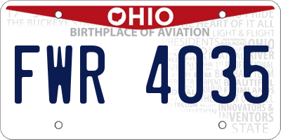 OH license plate FWR4035