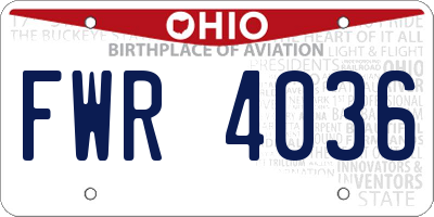 OH license plate FWR4036