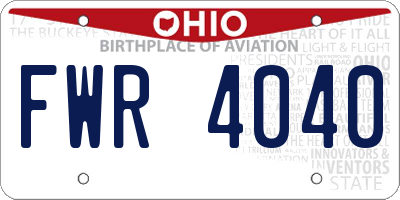 OH license plate FWR4040