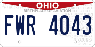 OH license plate FWR4043