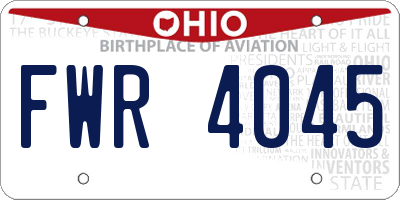 OH license plate FWR4045