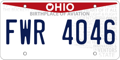 OH license plate FWR4046