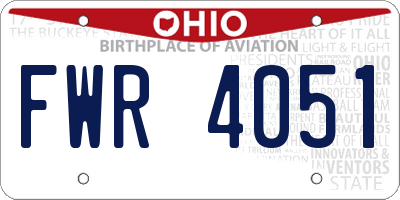 OH license plate FWR4051
