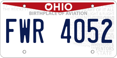 OH license plate FWR4052